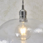 104239 Pendant 1 Light Bright Nickel Plate And Clear Hammered Glass