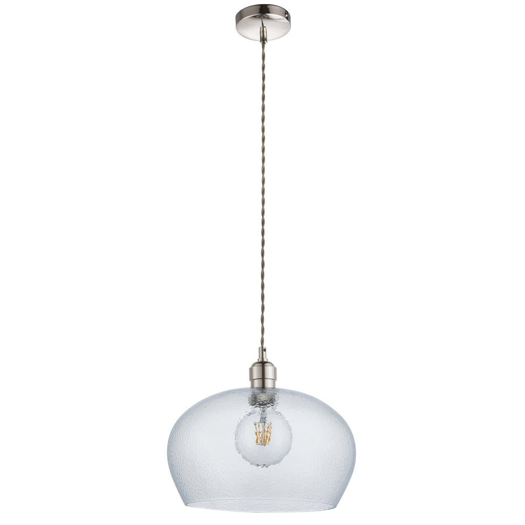 104239 Pendant 1 Light Bright Nickel Plate And Clear Hammered Glass