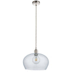 104239 Pendant 1 Light Bright Nickel Plate And Clear Hammered Glass