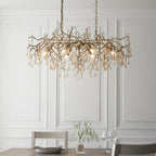 104242 Pendant 6 Light Aged Gold Paint And Champagne Lustre Glass