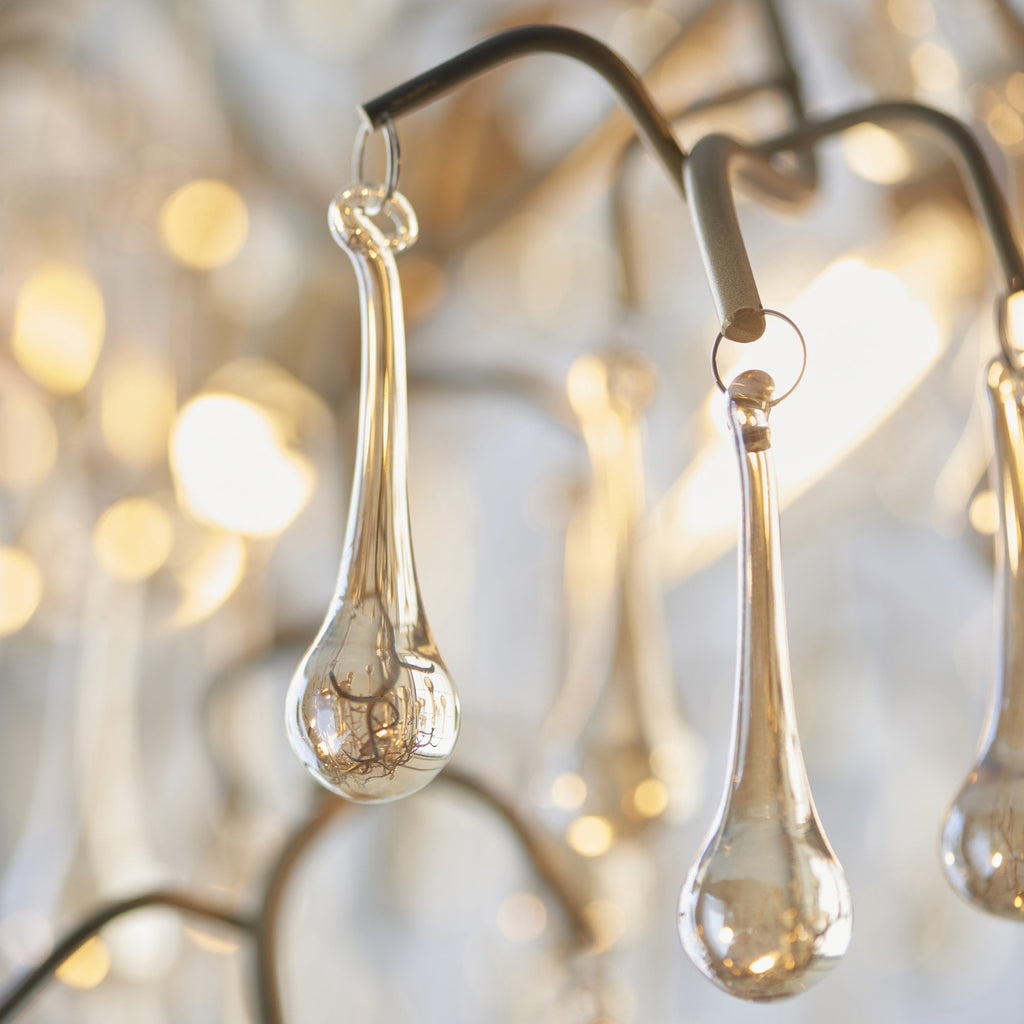 104242 Pendant 6 Light Aged Gold Paint And Champagne Lustre Glass
