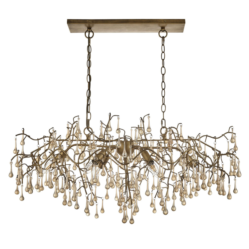 104242 Pendant 6 Light Aged Gold Paint And Champagne Lustre Glass