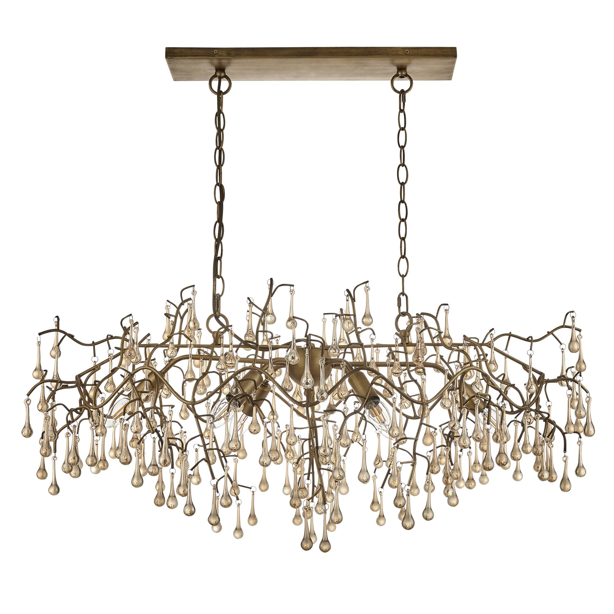 104242 Pendant 6 Light Aged Gold Paint And Champagne Lustre Glass