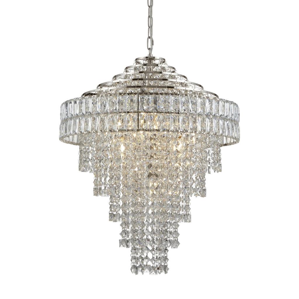 104295 Pendant 7 Light Bright Nickel Plate And Clear Crystal Glass