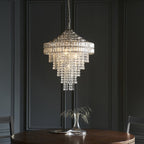 104295 Pendant 7 Light Bright Nickel Plate And Clear Crystal Glass