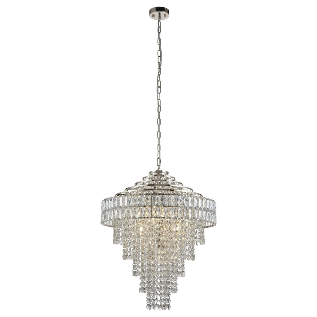 104295 Pendant 7 Light Bright Nickel Plate And Clear Crystal Glass
