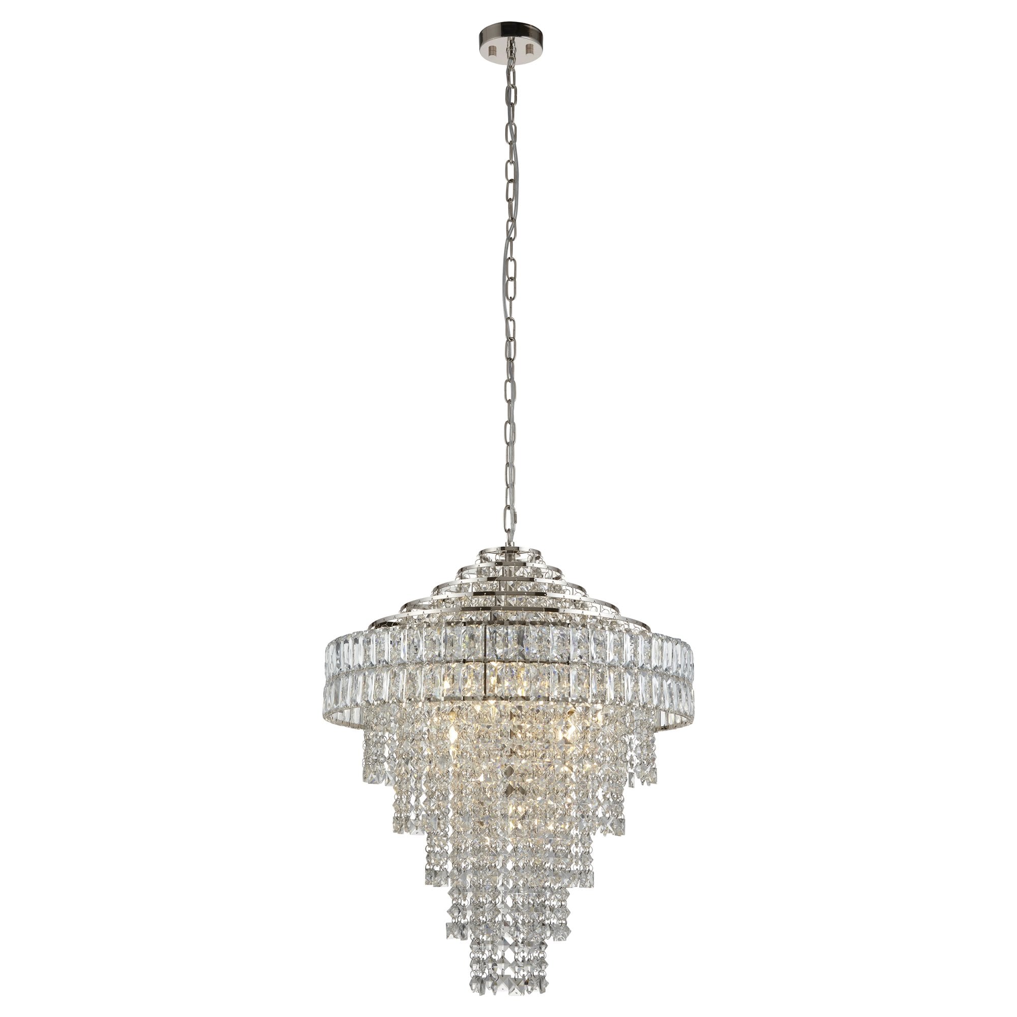 104295 Pendant 7 Light Bright Nickel Plate And Clear Crystal Glass