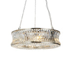 104528 Pendant 6 Light Bright Nickel Plate With Crystal And Clear Glass