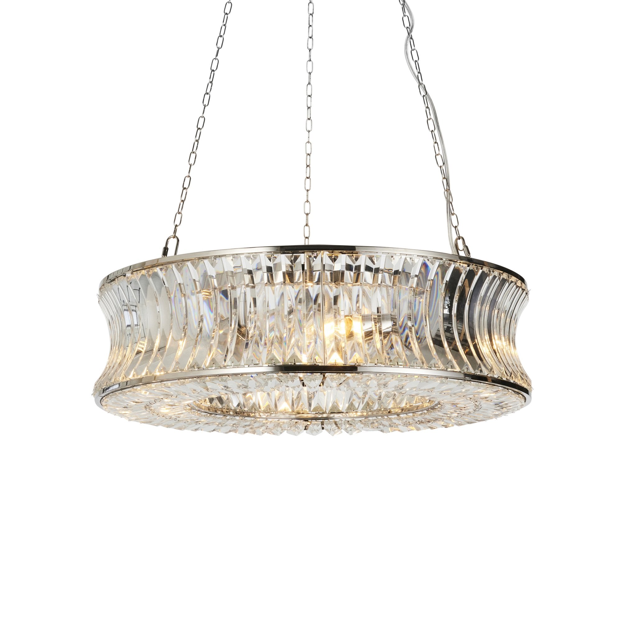 104528 Pendant 6 Light Bright Nickel Plate With Crystal And Clear Glass
