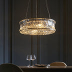 104528 Pendant 6 Light Bright Nickel Plate With Crystal And Clear Glass