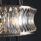 104528 Pendant 6 Light Bright Nickel Plate With Crystal And Clear Glass
