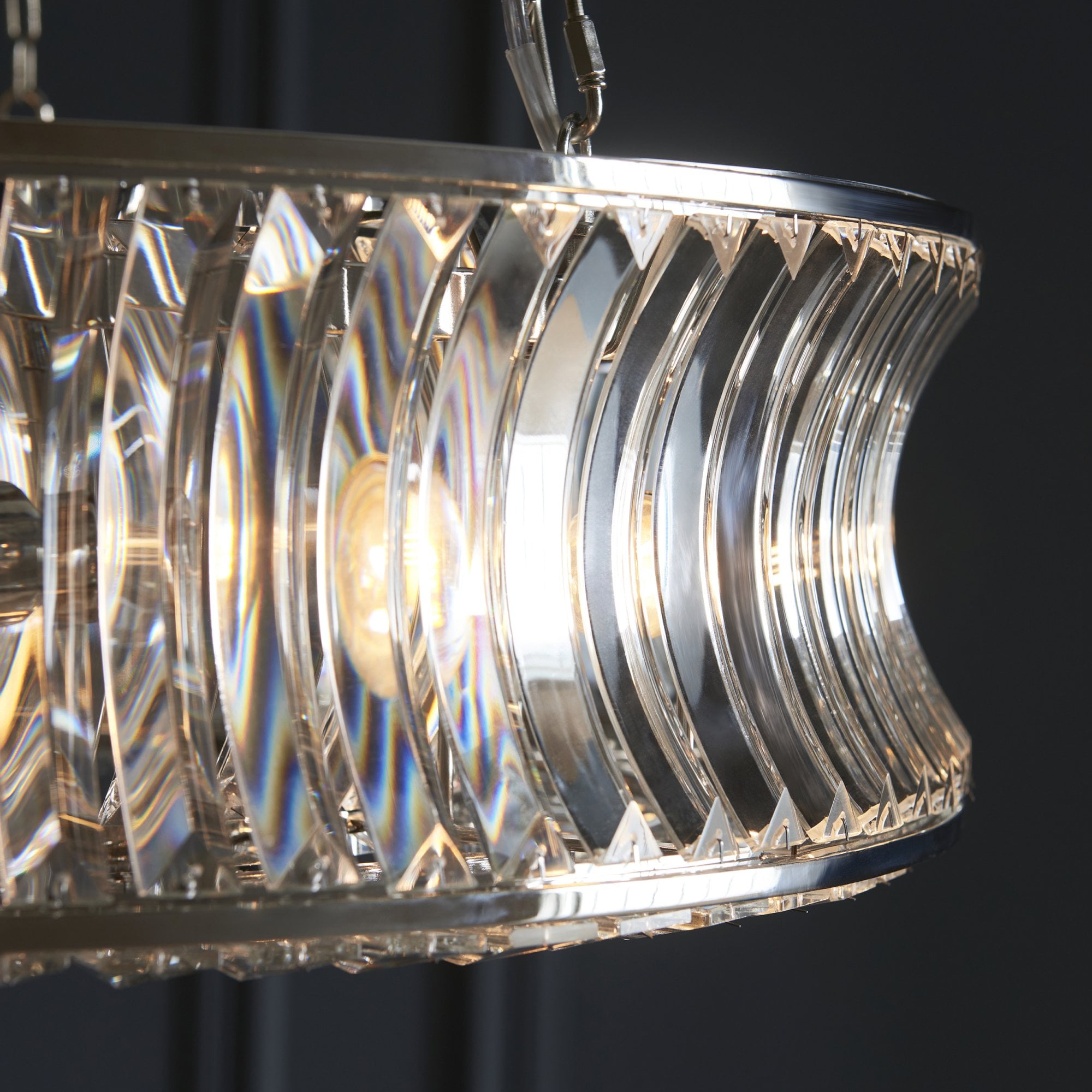 104528 Pendant 6 Light Bright Nickel Plate With Crystal And Clear Glass