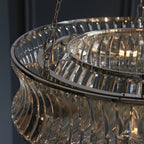 104528 Pendant 6 Light Bright Nickel Plate With Crystal And Clear Glass