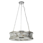 104528 Pendant 6 Light Bright Nickel Plate With Crystal And Clear Glass