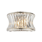 104529 Wall 2 Light Bright Nickel Plate With Crystal And Clear Glass