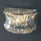 104529 Wall 2 Light Bright Nickel Plate With Crystal And Clear Glass