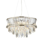 104530 Pendant 9 Light Bright Nickel Plate With Crystal And Clear Glass