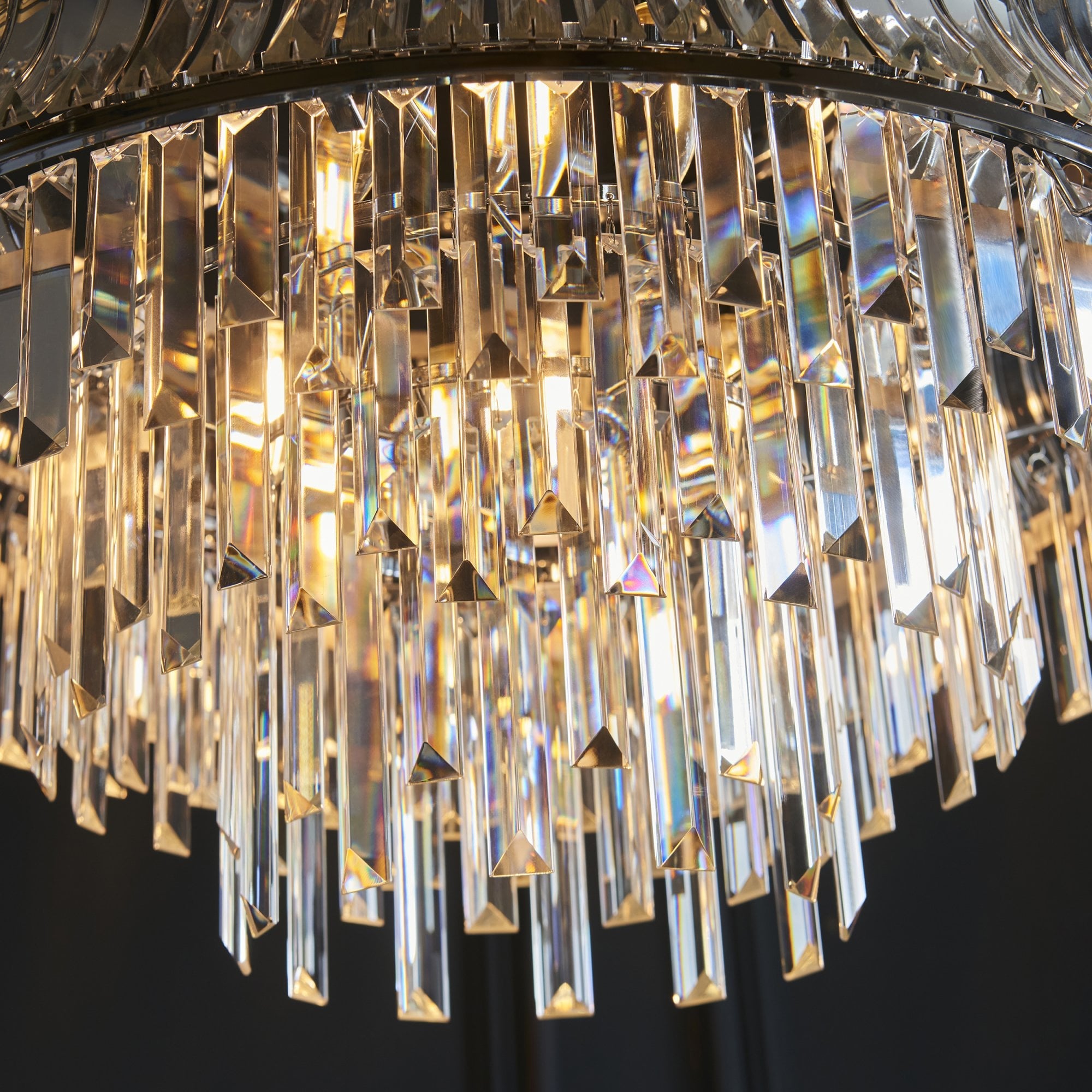 104530 Pendant 9 Light Bright Nickel Plate With Crystal And Clear Glass
