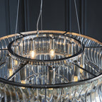 104530 Pendant 9 Light Bright Nickel Plate With Crystal And Clear Glass