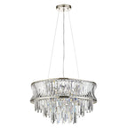 104530 Pendant 9 Light Bright Nickel Plate With Crystal And Clear Glass