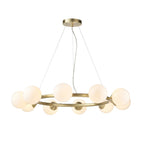 106008 Pendant 10 Light Satin Brass Plate And Gloss White Glass