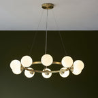 106008 Pendant 10 Light Satin Brass Plate And Gloss White Glass