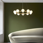 106008 Pendant 10 Light Satin Brass Plate And Gloss White Glass
