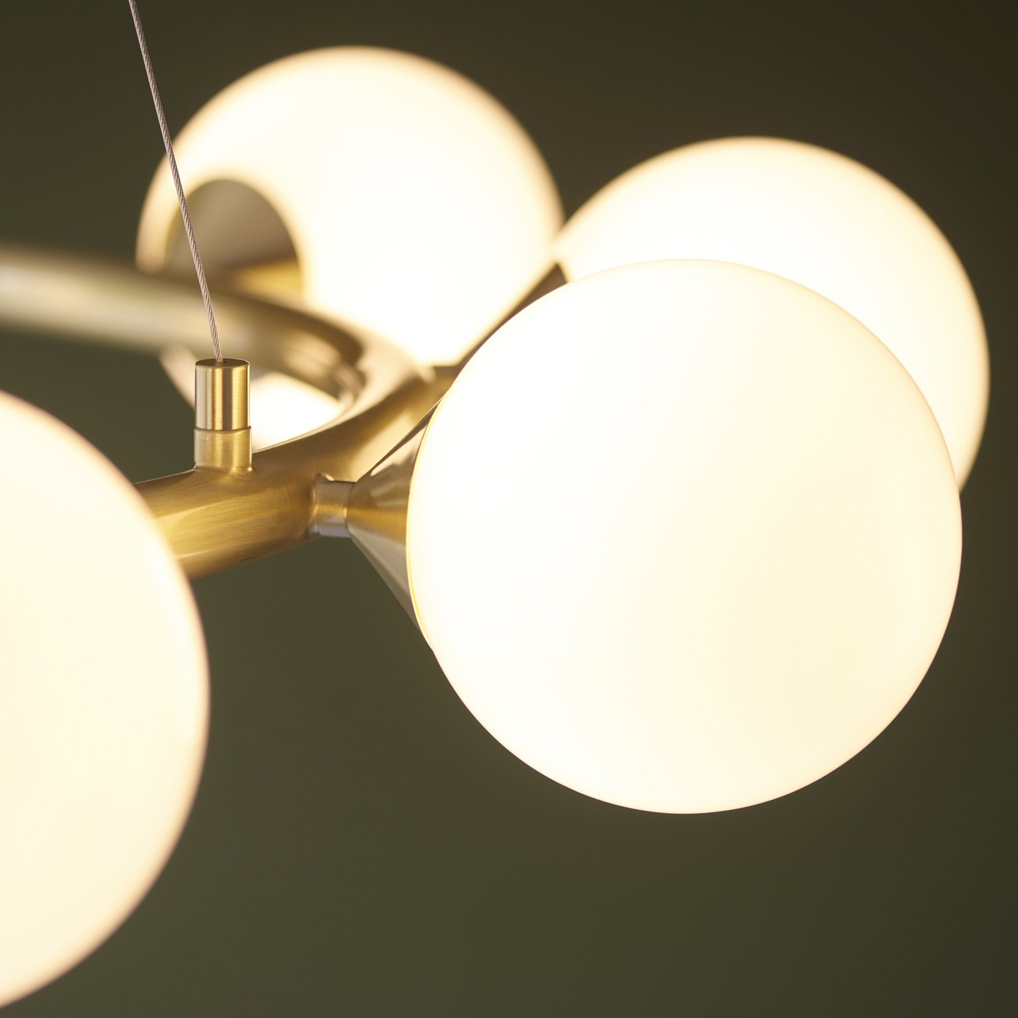 106008 Pendant 10 Light Satin Brass Plate And Gloss White Glass