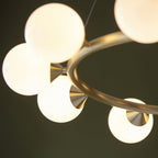 106008 Pendant 10 Light Satin Brass Plate And Gloss White Glass