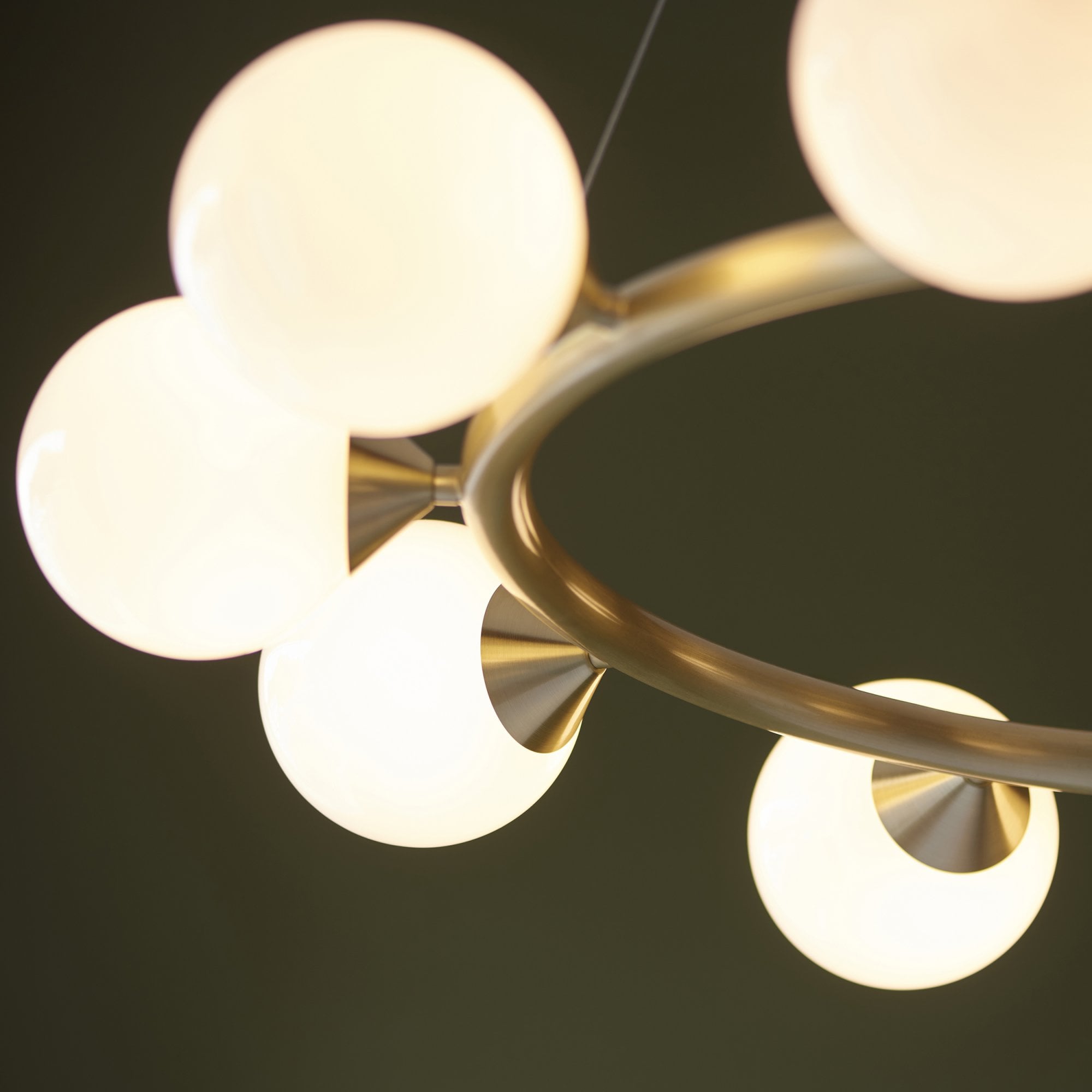 106008 Pendant 10 Light Satin Brass Plate And Gloss White Glass