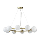 106008 Pendant 10 Light Satin Brass Plate And Gloss White Glass