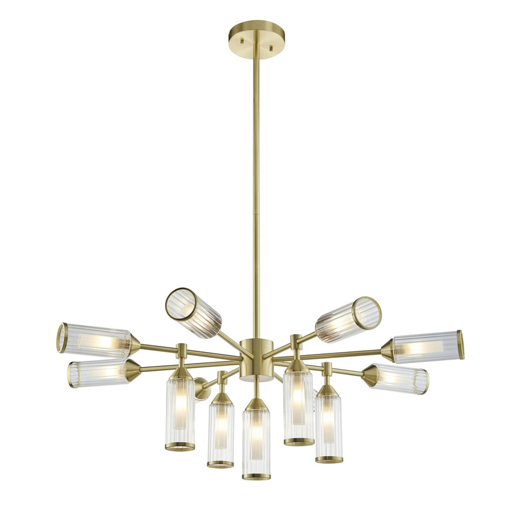 106256 Pendant 13 Light Satin Brass Plate With Clear And Frosted Glass