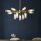 106256 Pendant 13 Light Satin Brass Plate With Clear And Frosted Glass