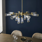 106256 Pendant 13 Light Satin Brass Plate With Clear And Frosted Glass
