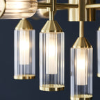 106256 Pendant 13 Light Satin Brass Plate With Clear And Frosted Glass