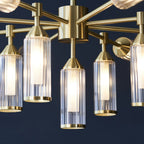106256 Pendant 13 Light Satin Brass Plate With Clear And Frosted Glass