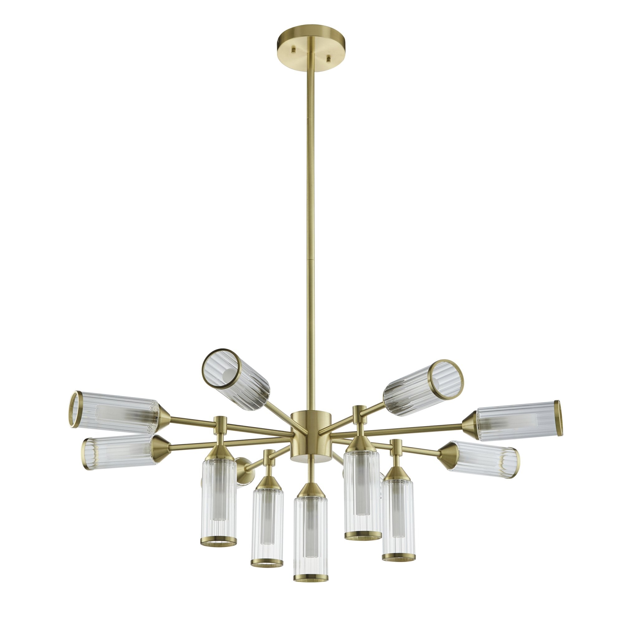 106256 Pendant 13 Light Satin Brass Plate With Clear And Frosted Glass