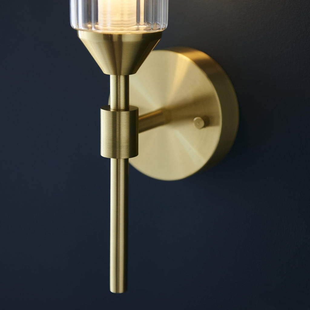 106258 Wall 1 Light Satin Brass Plate With Clear And Frosted Glass
