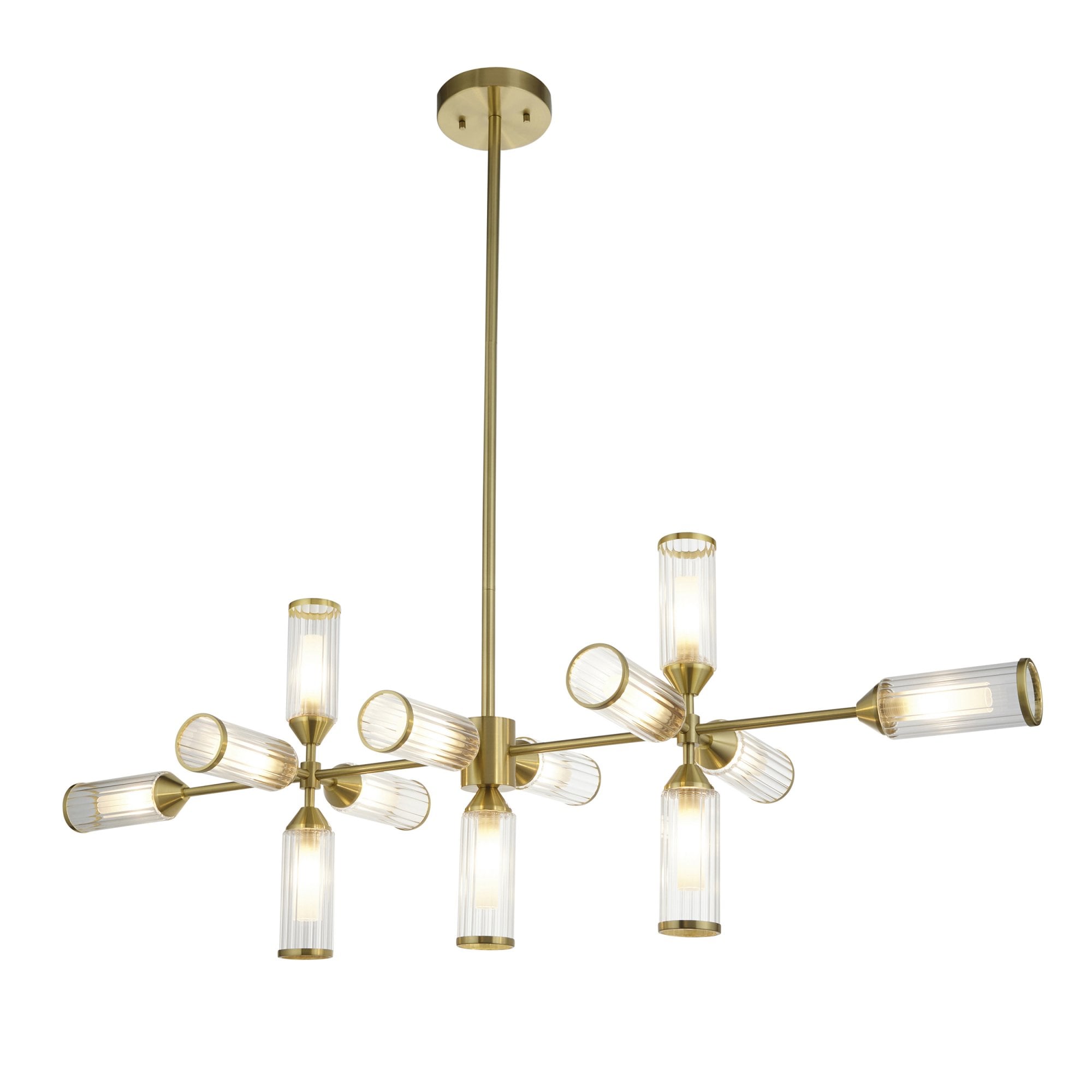 106259 Pendant 13 Light Satin Brass Plate With Clear And Frosted Glass