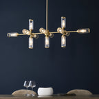106259 Pendant 13 Light Satin Brass Plate With Clear And Frosted Glass