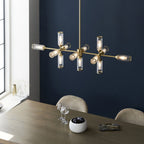 106259 Pendant 13 Light Satin Brass Plate With Clear And Frosted Glass