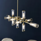106259 Pendant 13 Light Satin Brass Plate With Clear And Frosted Glass