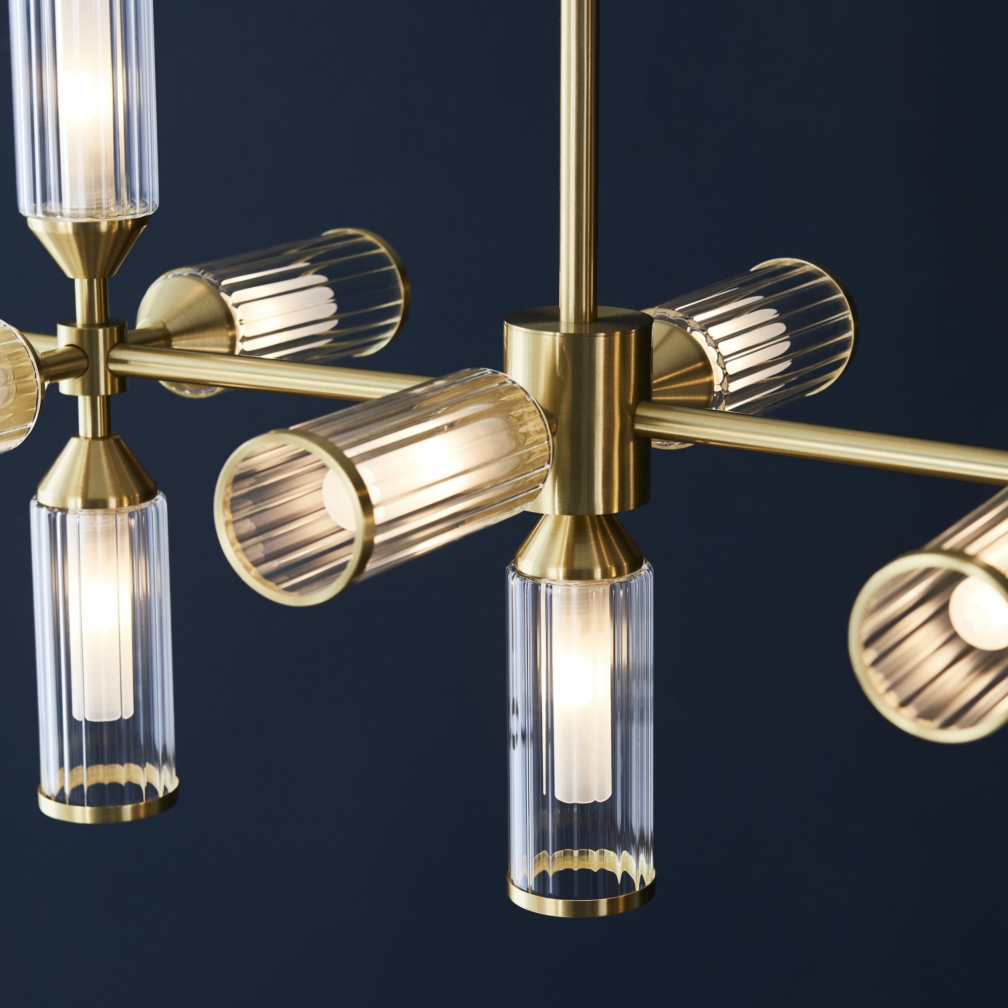 106259 Pendant 13 Light Satin Brass Plate With Clear And Frosted Glass