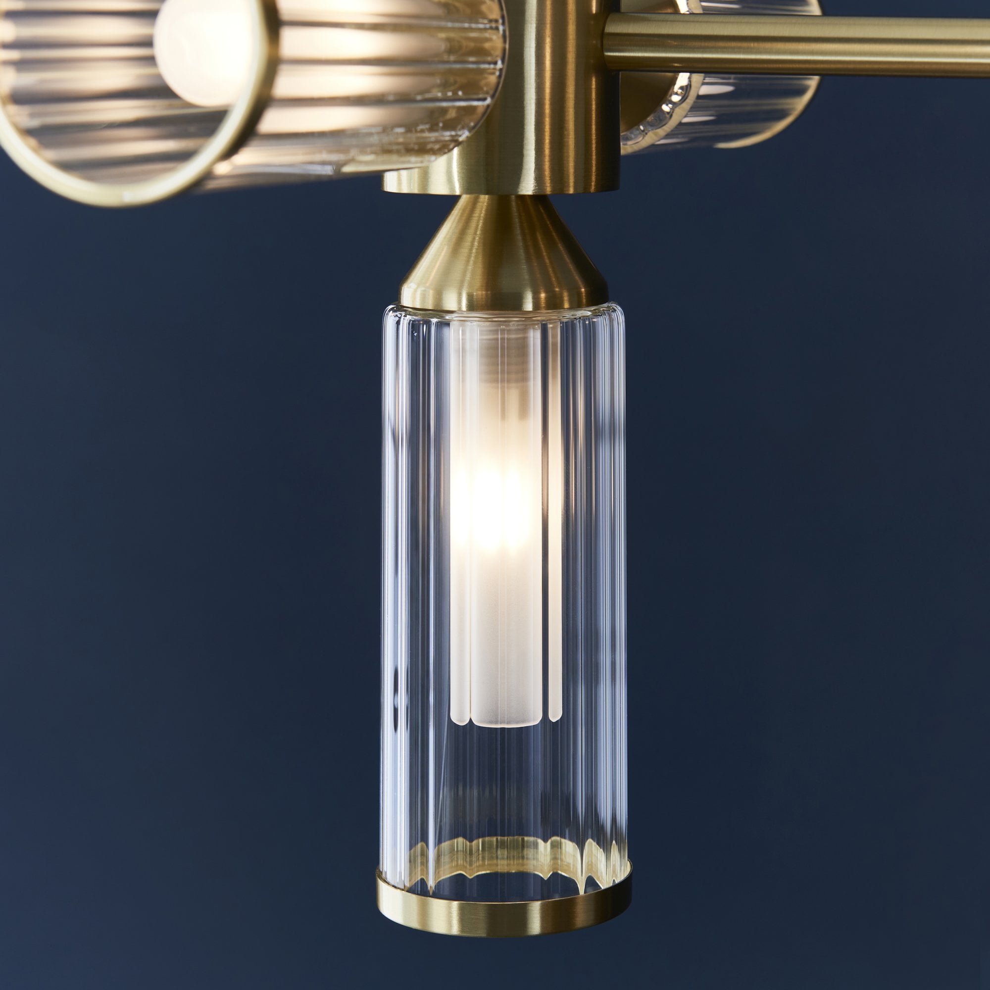 106259 Pendant 13 Light Satin Brass Plate With Clear And Frosted Glass