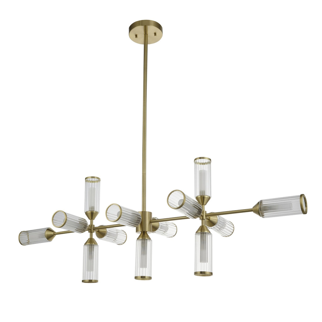 106259 Pendant 13 Light Satin Brass Plate With Clear And Frosted Glass