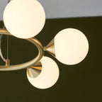 106390 Pendant 6 Light Satin Brass Plate And Gloss White Glass