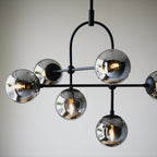 106661 Semi Flush Ceiling 6 Light Matt Black And Smoked Mirror Glass