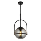 106663 Pendant 1 Light Matt Black And Smoked Mirror Glass