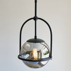 106663 Pendant 1 Light Matt Black And Smoked Mirror Glass