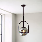 106663 Pendant 1 Light Matt Black And Smoked Mirror Glass